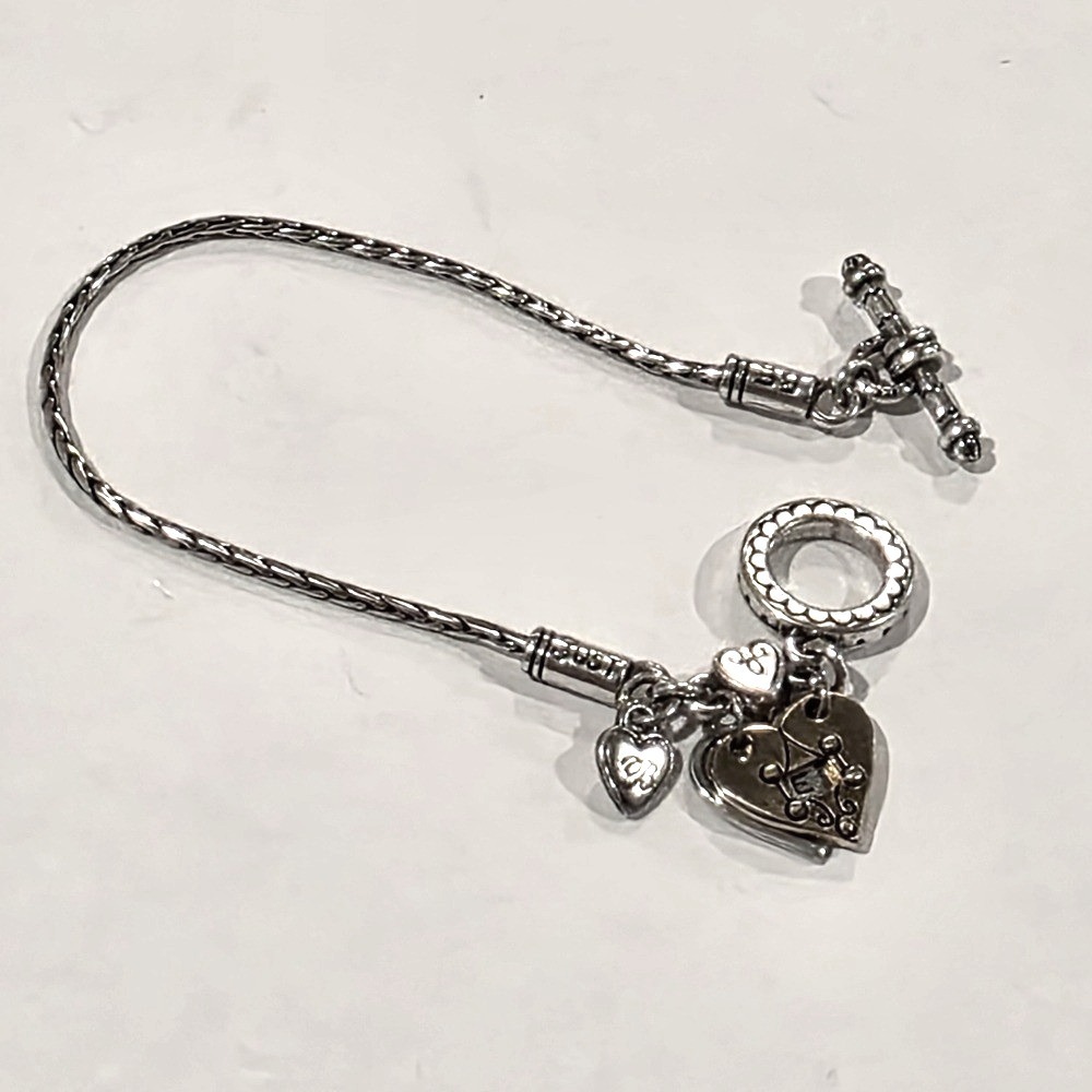 Brighton Just Be Silver and Gold ‎ Played Heart Charm Toggle Bracelet